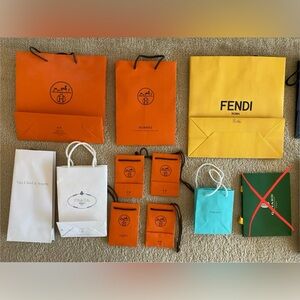 Luxury Designer paper shopping bags | Lot of 20 | Hermes | Louis Vuitton | Fendi